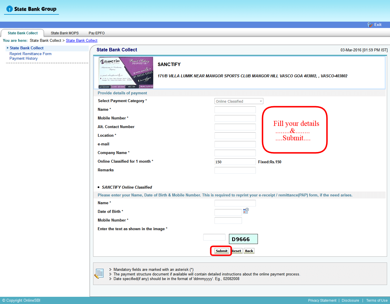 Sanctify - State Bank Collect - How To Pay